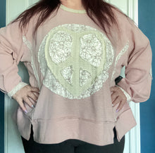 Load image into Gallery viewer, POL Dusty Rose Waffle-Knit Peace & Love Top