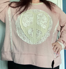 Load image into Gallery viewer, POL Dusty Rose Waffle-Knit Peace & Love Top