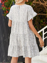 Load image into Gallery viewer, Leopard Short Flounce Sleeve Tiered Dress