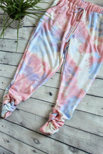 Load image into Gallery viewer, Tie Dye Jogger Pants with elastic waist/ruched bottom w/pockets