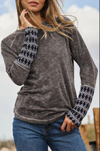 Load image into Gallery viewer, Geometric Round Neck Long Sleeve Top