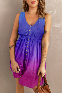 Button Down Sleeveless Dress available in multiple print options