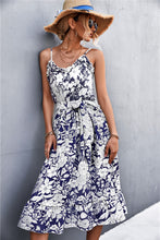 Load image into Gallery viewer, New Arrival -- Floral Frill Trim Scoop Neck Spaghetti Strap Dress