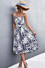Load image into Gallery viewer, New Arrival -- Floral Frill Trim Scoop Neck Spaghetti Strap Dress