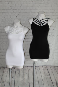 Seamless triple criss-cross front cami