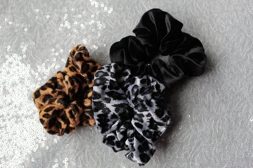 Animal print hair scrunchies