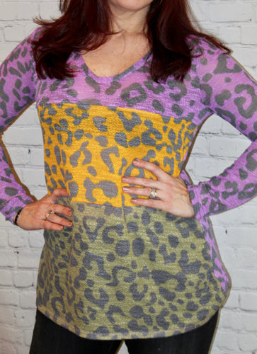 Multi colored leopard top
