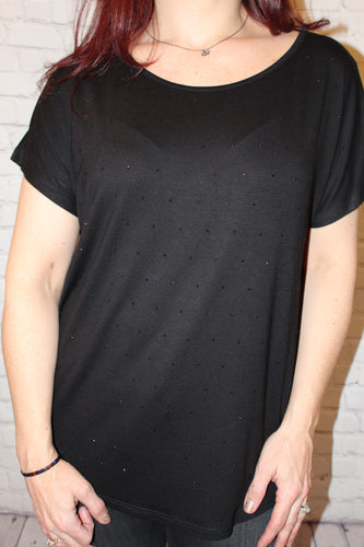 Black top with black stone detail