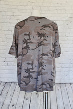 Load image into Gallery viewer, Camo print ruffle short sleeve top