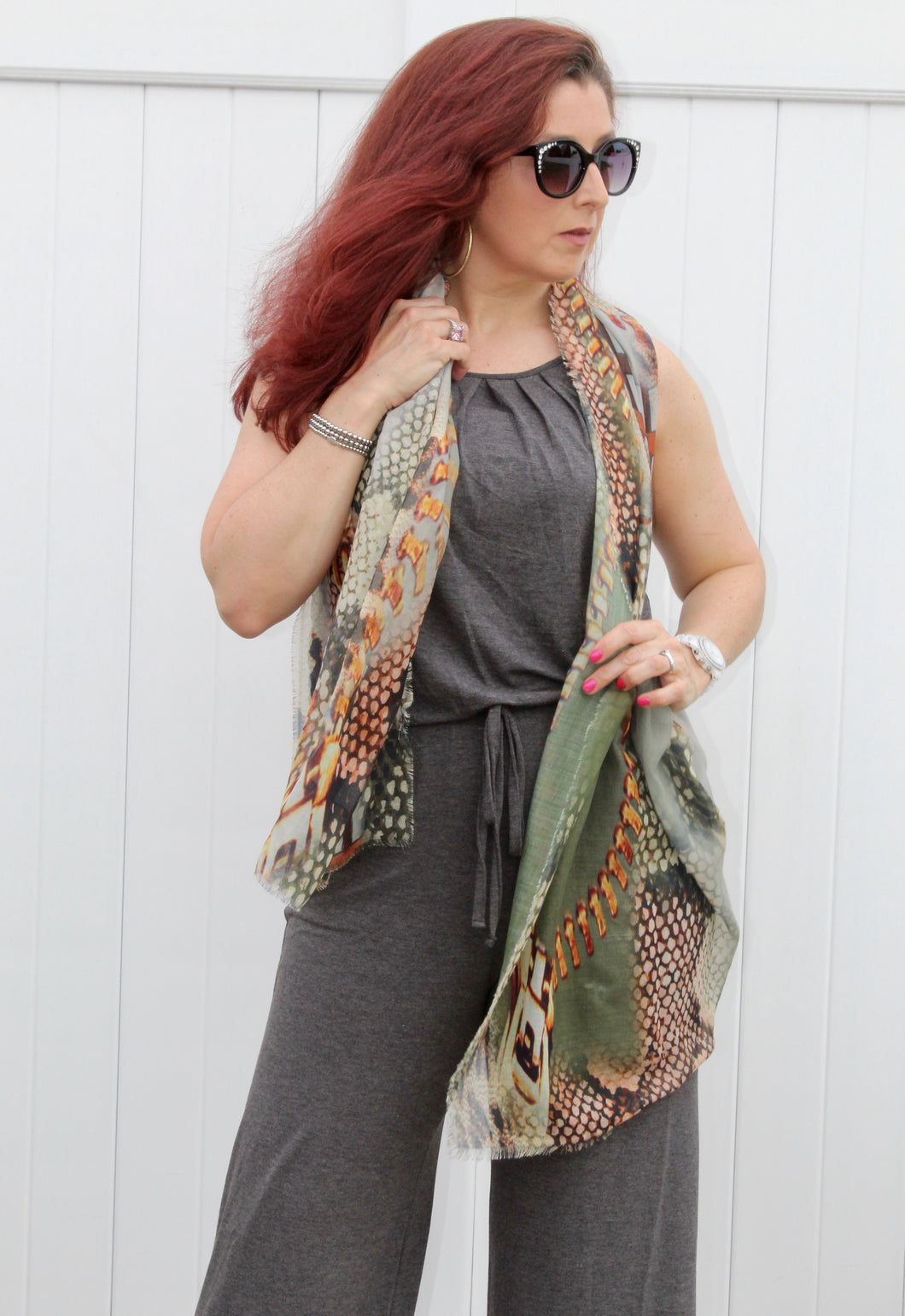 Animal and zipper print scarf