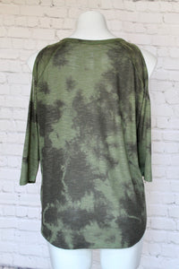 Tie Dye Cold Shoulder top (Olive Green or Burgundy)