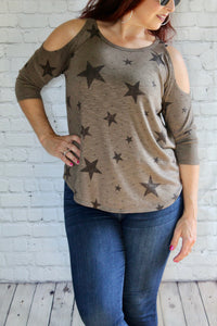 "Stars All Over" Cold Shoulder Top