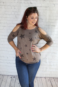 "Stars All Over" Cold Shoulder Top