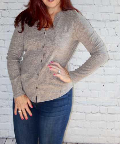 Two-Tone Rib Button Down Top