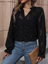 Load image into Gallery viewer, Lace Button Front Long Sleeve Top
