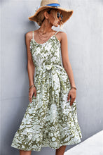 Load image into Gallery viewer, New Arrival -- Floral Frill Trim Scoop Neck Spaghetti Strap Dress