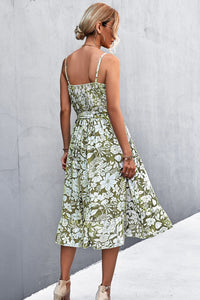 New Arrival -- Floral Frill Trim Scoop Neck Spaghetti Strap Dress
