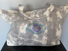 Load image into Gallery viewer, New Arrival - Evil Eye Bling Tie Dye Canvas Tote with Crossbody Strap