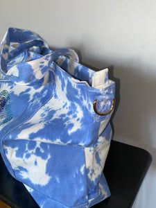 New Arrival - Evil Eye Bling Tie Dye Canvas Tote with Crossbody Strap